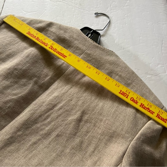 Linen Blazer Women’s Size Medium Tan Pockets - Picture 11 of 14